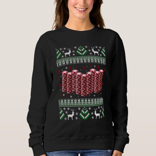 Funny Christmas Poker Chips Ugly Sweater Sweatshirt (Vorderseite)