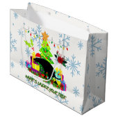 Funny Christmas Pooping Dog Große Geschenktüte (Vorderseite Schrägansicht)