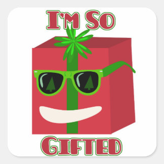 Funny Christmas Präsentiert episches Geschenk Slog Quadratischer Aufkleber