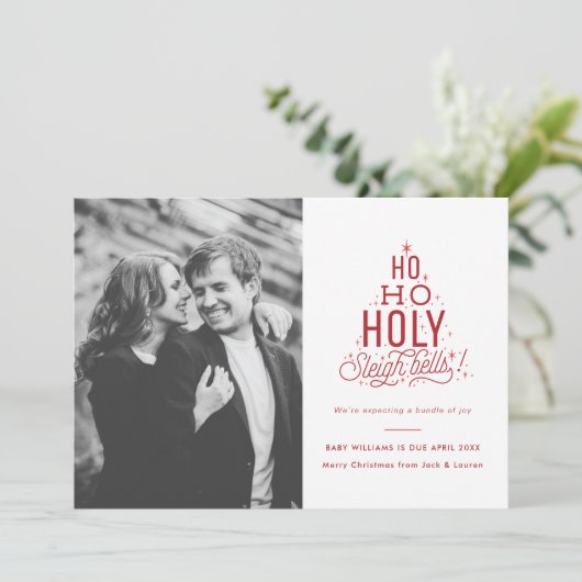 Funny Christmas Pregnancy Ankündigung Ho Ho Heilig (Stehend Vorderseite)