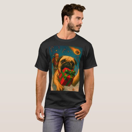 Funny Christmas Pug Shirt - Selfie With Santa Xmas (Vorne ganz)