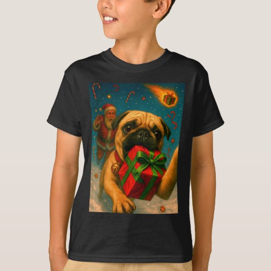 Funny Christmas Pug Shirt - Selfie With Santa Xmas (Vorderseite)