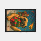 Funny Christmas Pug Shirt - Selfie With Santa Xmas Fleecedecke (Vorderseite (Horizontal))