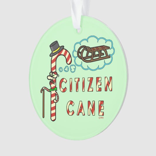 Funny Christmas Pun Citizen Cane Ornament (Vorderseite)