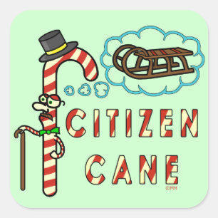 Funny Christmas Pun Citizen Cane Quadratischer Aufkleber
