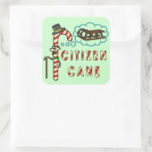 Funny Christmas Pun Citizen Cane Quadratischer Aufkleber (Tasche)