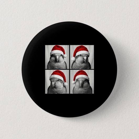 Funny Christmas Quaker Parrot Santa Photo Booth Button (Vorderseite)