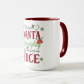 Funny Christmas Quote Design with Naughty and Nice Tasse (VorderseiteRechts)