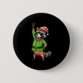 Funny Christmas Raccoon Dressed As Elf With Sungle Button (Vorderseite)