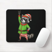 Funny Christmas Raccoon Dressed As Elf With Sungle Mousepad (Mit Mouse)