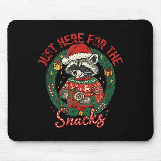 Funny Christmas Raccoon Shirt I'm Just Here For Th Mousepad (Vorne)