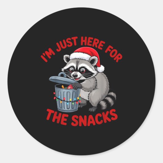 Funny Christmas Raccoon Shirt I'm Just Here For Th Runder Aufkleber (Vorderseite)
