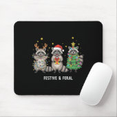 Funny Christmas Racoon - Feral But Festive  Mousepad (Mit Mouse)