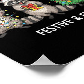 Funny Christmas Racoon - Feral But Festive Poster (Ecke)
