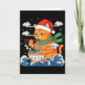 Funny Christmas Ramen Cat Eating Noodles Japanese  Karte (Vorderseite)