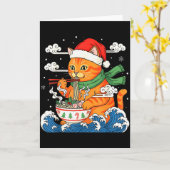 Funny Christmas Ramen Cat Eating Noodles Japanese  Karte (Gelbe Blume)