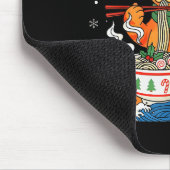 Funny Christmas Ramen Cat Eating Noodles Japanese  Mousepad (Ecke)