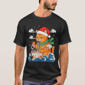 Funny Christmas Ramen Cat Eating Noodles Japanese T-Shirt (Vorderseite)