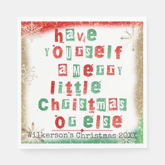 Funny Christmas Ransom Note vom Weihnachtsmann Serviette (Vorderseite)
