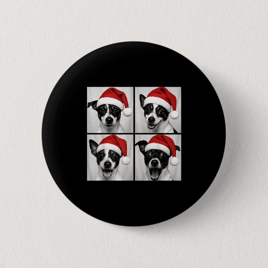 Funny Christmas Rat Terrier Santa Dog Lover Photo Button (Vorderseite)