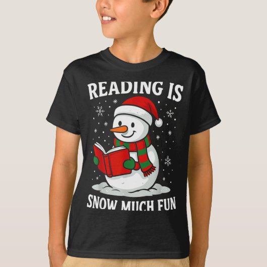 Funny Christmas Reading Is Snow Much Snowman Book  T-Shirt (Vorderseite)