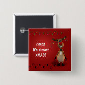 Funny Christmas Red Nosed Reindeer Button (Vorne & Hinten)
