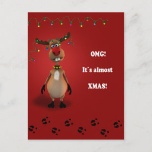 Funny Christmas Red Nosed Reindeer Feiertagspostkarte