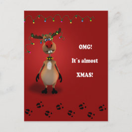 Funny Christmas Red Nosed Reindeer Feiertagspostkarte