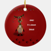 Funny Christmas Red Nosed Reindeer Keramikornament (Hinten)