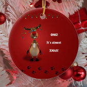 Funny Christmas Red Nosed Reindeer Keramikornament