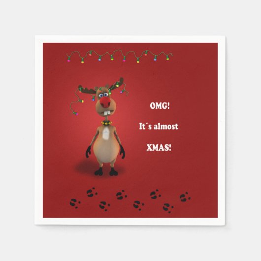 Funny Christmas Red Nosed Reindeer Serviette (Vorderseite)