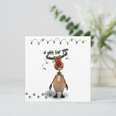 Funny Christmas Red Nosed Rentier Geschenkkarte (Stehend Vorderseite)