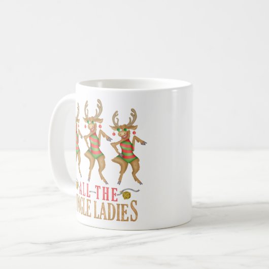 Funny Christmas Reindeer All Jingle Ladys Kaffeetasse (Vorderseite Links)