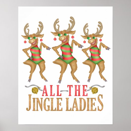 Funny Christmas Reindeer All Jingle Ladys Poster (Vorne)