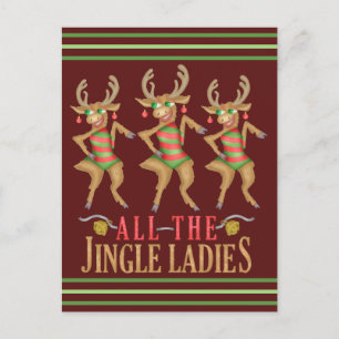Funny Christmas Reindeer All Jingle Ladys Postkarte