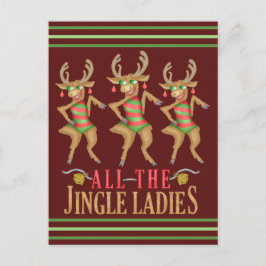Funny Christmas Reindeer All Jingle Ladys Postkarte