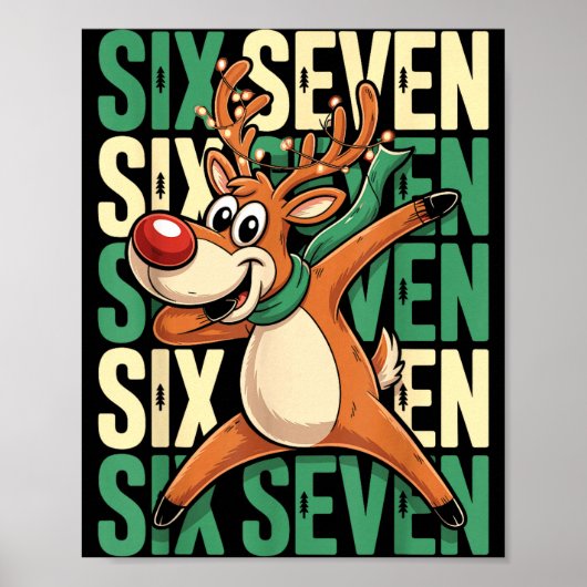 Funny Christmas Reindeer Dabbing Xmas Dab Six Seve Poster (Vorne)