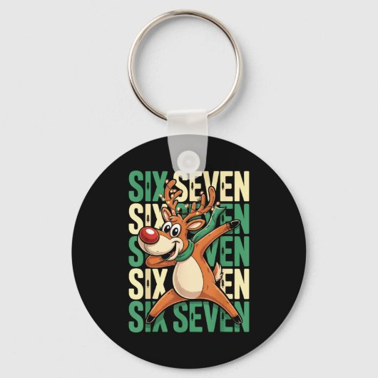 Funny Christmas Reindeer Dabbing Xmas Dab Six Seve Schlüsselanhänger (Vorderseite)
