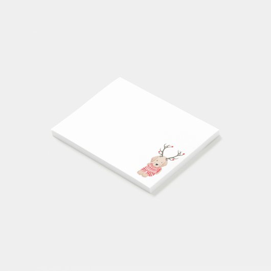 Funny Christmas Reindeer Golden Retriever Puppy Post-it Klebezettel (angewinkelt)