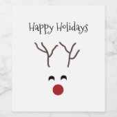 Funny Christmas Reindeer Happy Holidays Weinlabel Weinetikett (Einzelnes Label)