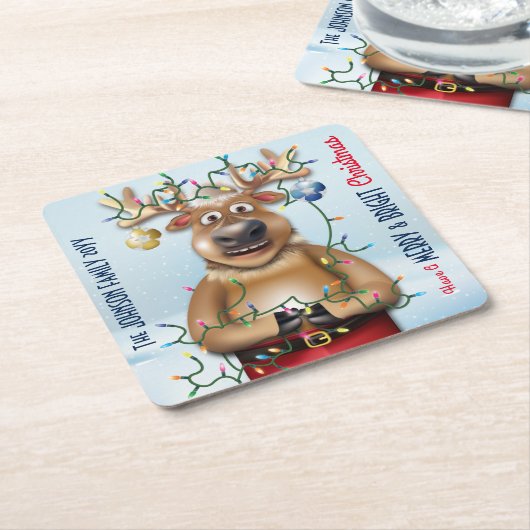 Funny Christmas Reindeer Holiday Cheer Rechteckiger Pappuntersetzer (angewinkelt)