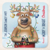 Funny Christmas Reindeer Holiday Cheer Rechteckiger Pappuntersetzer (Vorderseite)