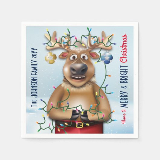 Funny Christmas Reindeer Holiday Cheer Serviette (Vorderseite)