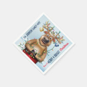 Funny Christmas Reindeer Holiday Cheer Serviette (Ecke)