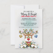 Funny Christmas Reindeer Holiday Party Einladung (Vorderseite)