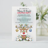 Funny Christmas Reindeer Holiday Party Einladung (Stehend Vorderseite)