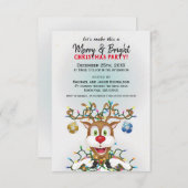 Funny Christmas Reindeer Holiday Party Einladung (Vorne/Hinten)