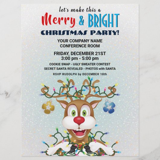 Funny Christmas Reindeer Holiday Party Flyer (Vorne)