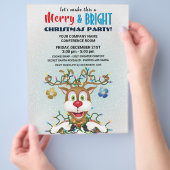 Funny Christmas Reindeer Holiday Party Flyer (Hand)