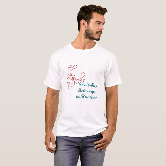 Funny Christmas Reindeer Illustration with Pun Quo T-Shirt (Vorne ganz)